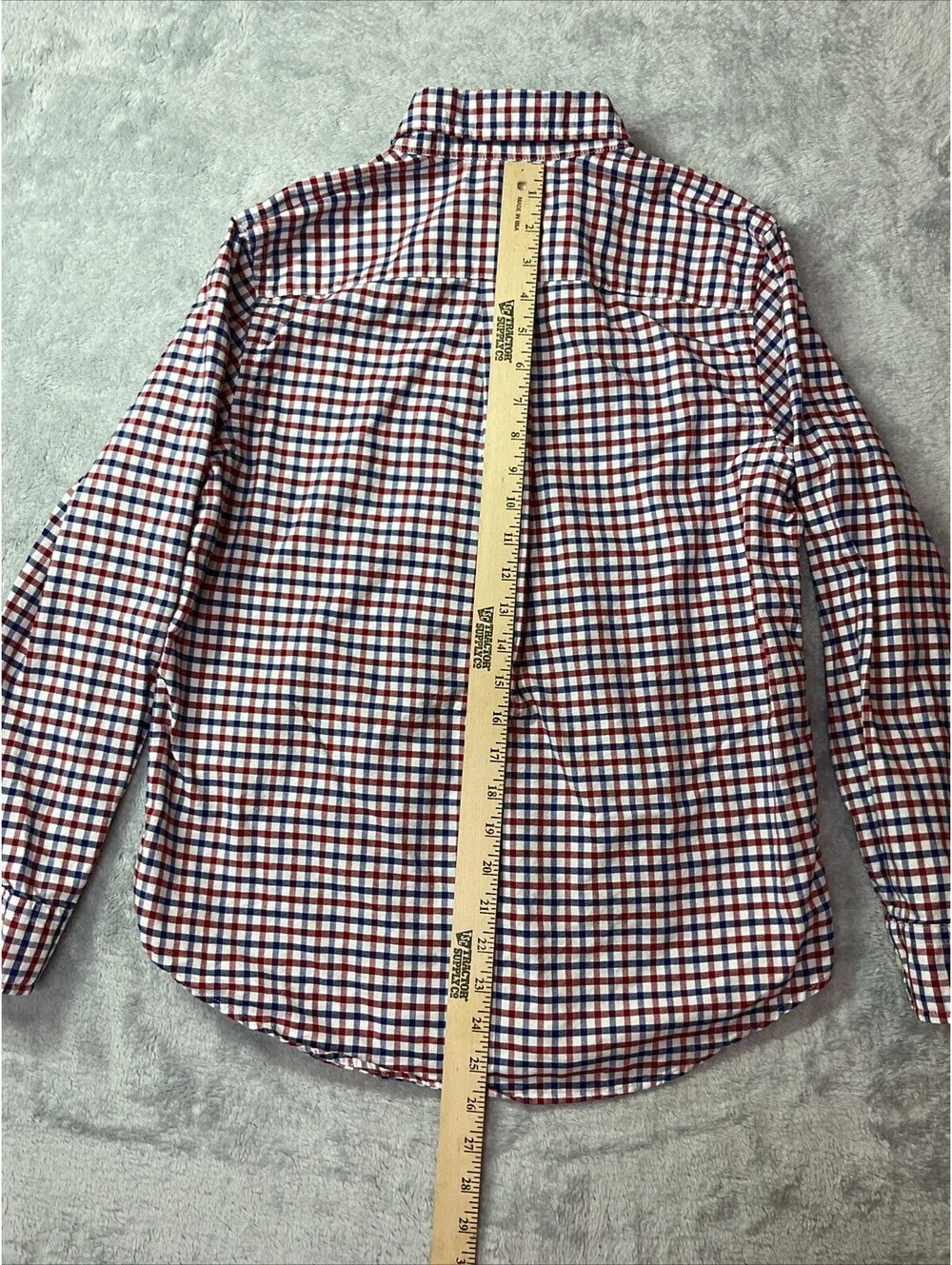 Ralph Lauren Plaid Button Up Dress Shirt Boy's Size L( 14-16) Red White Blue